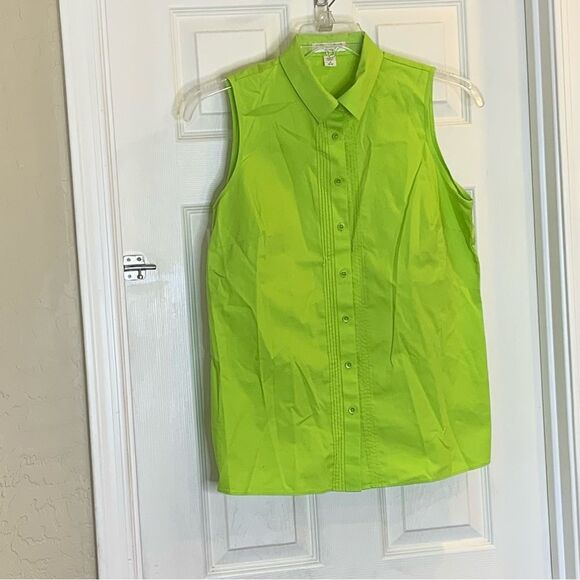 Coldwater Creek Lime Green Sleeveless Top Size Medium 10-12 - Picture 3 of 9